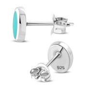  Turquoise Oval Silver Stud Earrings, e346